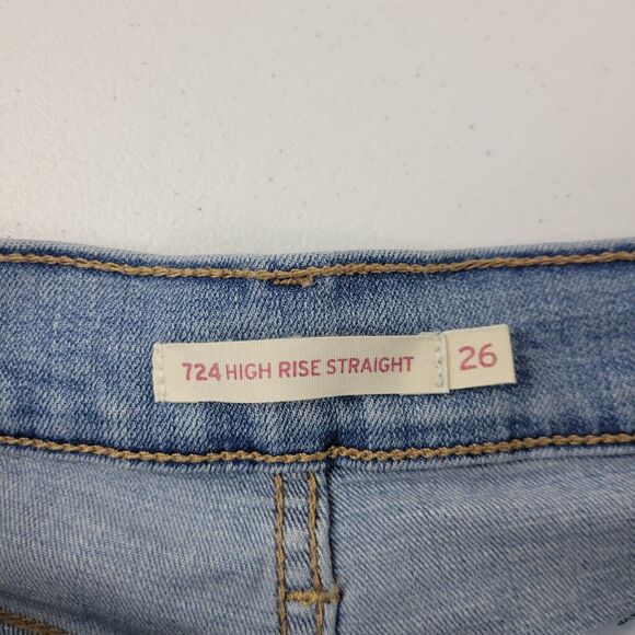 Levi's 724 high rise straight jeans blue denim 26 womens 3570 - Picture 10 of 12